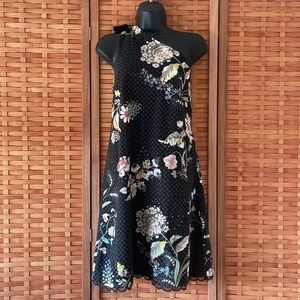 Anthropologie Black Floral Midi Dress